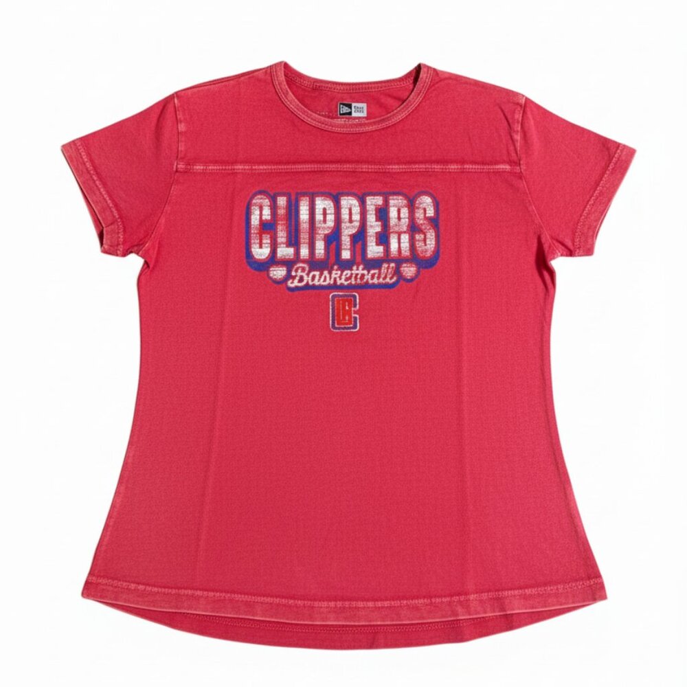 New Era Girls Los Angeles Clippers T-Shirt Distressed Red 10/12 NEW WITH TAGS